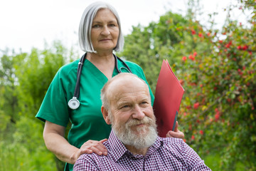Mature invalid man outdoor