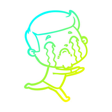 recommend clip art: cold gradient line drawing cartoon man crying