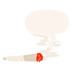 cartoon cigarette and speech bubble in retro style