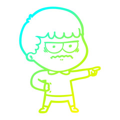 cold gradient line drawing cartoon happy man