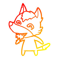 warm gradient line drawing cartoon hungry wolf