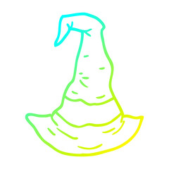 cold gradient line drawing cartoon witch hat