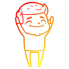 warm gradient line drawing happy cartoon man