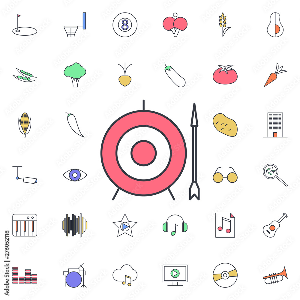 Aufkleber arrow and target icon. universal set of web for website design and development, app development