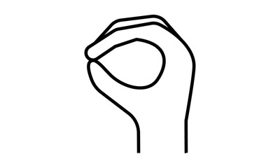 Finger spelling the letter 