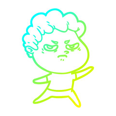 cold gradient line drawing cartoon angry man