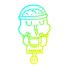 cold gradient line drawing happy cartoon robot