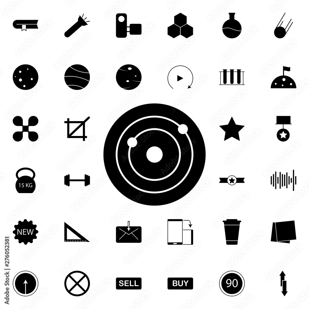 Poster solar system icon. universal set of web for website design and development, app development