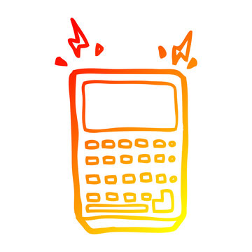 recommend clip art: warm gradient line drawing cartoon calculator