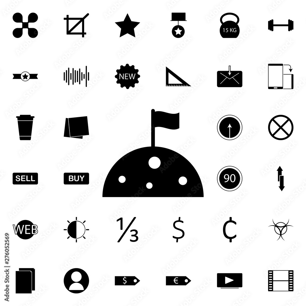 Poster moon and flag icon. universal set of web for website design and development, app development