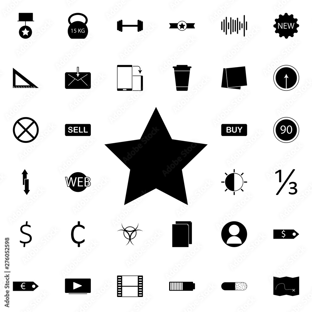 Aufkleber five-pointed star icon. universal set of web for website design and development, app development