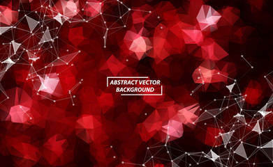 Abstract Dark Red Geometric Polygonal background molecule and communication. Connected lines with dots. Concept of the science, chemistry, biology, medicine, technology.