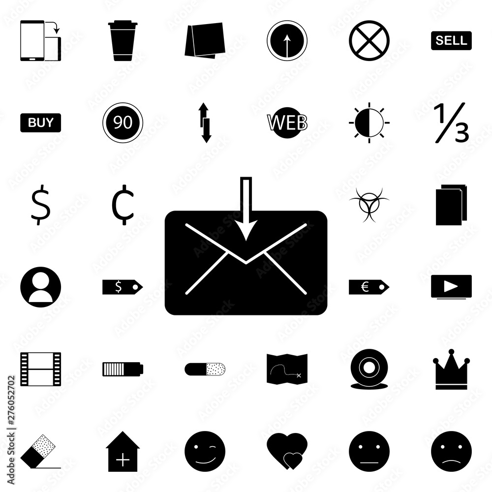 Aufkleber the envelope icon. universal set of web for website design and development, app development