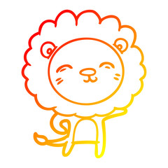 warm gradient line drawing cartoon lion
