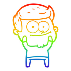 rainbow gradient line drawing cartoon happy man