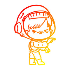 warm gradient line drawing cartoon astronaut woman