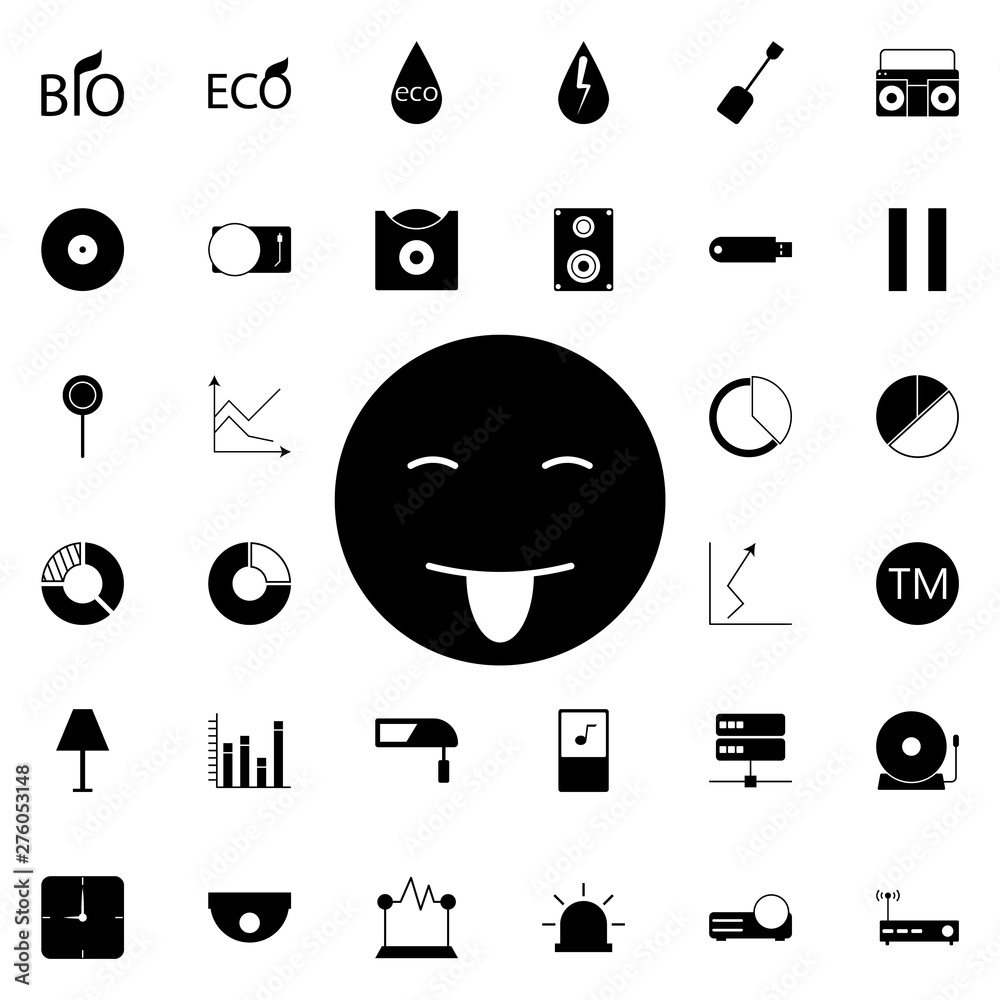 Poster smiley with tongue out icon. universal set of web for website design and development, app developmen