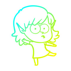 cold gradient line drawing cartoon elf girl dancing