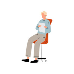 Businessman or Office Worker Sitting in Office Chair Vector Illustration
