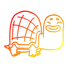 warm gradient line drawing cartoon happy turtle