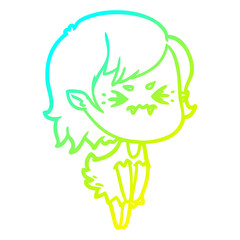 cold gradient line drawing annoyed cartoon vampire girl