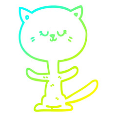 cold gradient line drawing cartoon happy cat