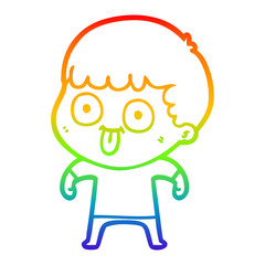 rainbow gradient line drawing cartoon man staring