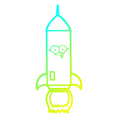 cold gradient line drawing cartoon rocket