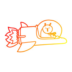 warm gradient line drawing cartoon alien in spaceship