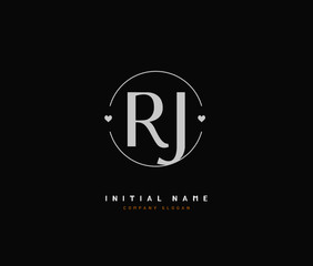 R J RJ Beauty vector initial logo, handwriting logo of initial signature, wedding, fashion, jewerly, boutique, floral and botanical with creative template for any company or business.