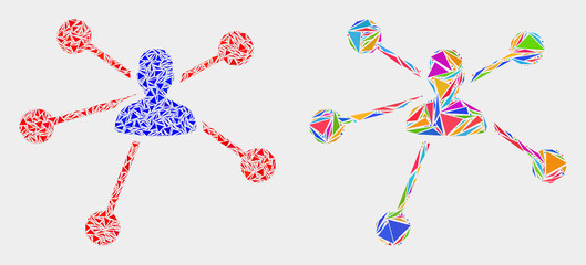 User links mosaic icon of triangle items which have variable sizes and shapes and colors. Geometric abstract vector design concept of user links.