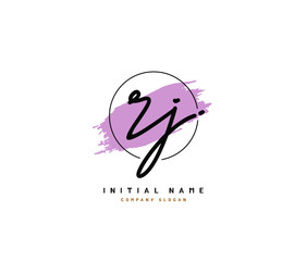 R J RJ Beauty vector initial logo, handwriting logo of initial signature, wedding, fashion, jewerly, boutique, floral and botanical with creative template for any company or business.