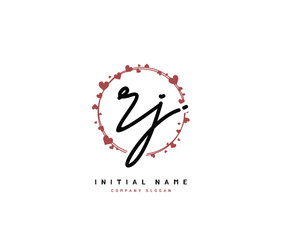 R J RJ Beauty vector initial logo, handwriting logo of initial signature, wedding, fashion, jewerly, boutique, floral and botanical with creative template for any company or business.