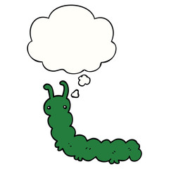 cartoon caterpillar and thought bubble