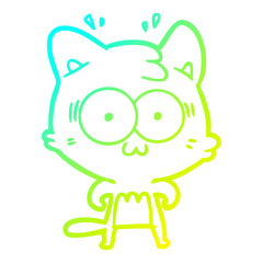 cold gradient line drawing cartoon surprised cat
