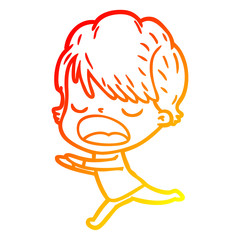 warm gradient line drawing cartoon woman talking