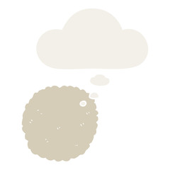 cartoon biscuit and thought bubble in retro style