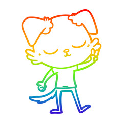 rainbow gradient line drawing cute cartoon dog
