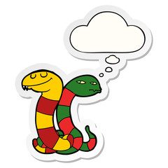 cartoon snakes and thought bubble as a printed sticker