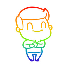 rainbow gradient line drawing cartoon happy man