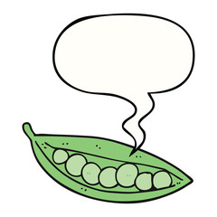cartoon peas in pod and speech bubble