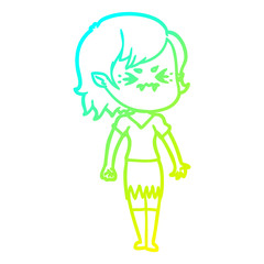 cold gradient line drawing annoyed cartoon vampire girl
