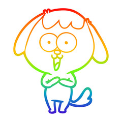 rainbow gradient line drawing cute cartoon dog