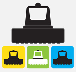 grader tractor icon set vector