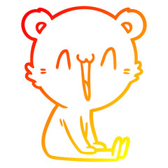 warm gradient line drawing happy bear cartoon