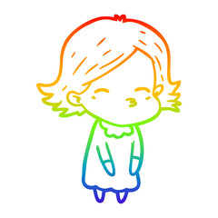 rainbow gradient line drawing cartoon woman