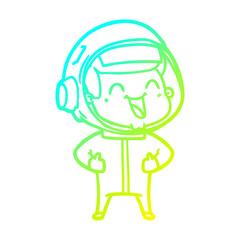 cold gradient line drawing happy cartoon astronaut