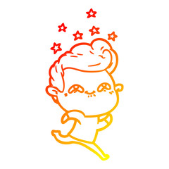 warm gradient line drawing cartoon excited man