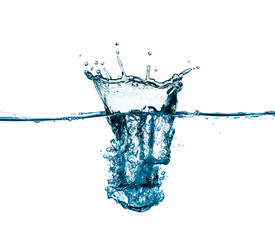 water splash and bubbles isolated on white background.