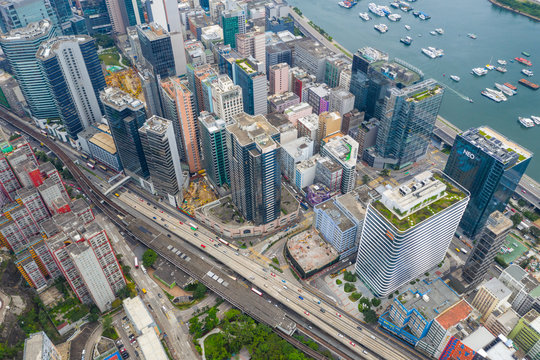 Top view of Hong Kong city